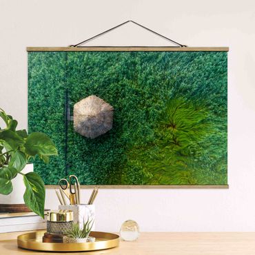 Tableau en tissu avec porte-affiche - Straw Hut In High Reed - Format paysage 3:2