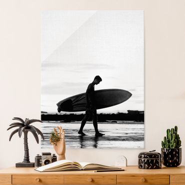 Tableau en verre - Shadow Surfer Boy In Profile