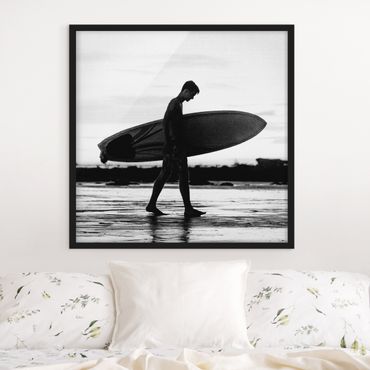 Poster encadré - Shadow Surfer Boy In Profile