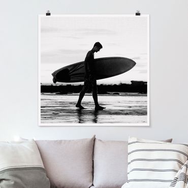 Poster reproduction - Shadow Surfer Boy In Profile