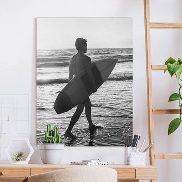 Tableau sur toile - Surfer Boy At Sunset - Format portrait 3:4
