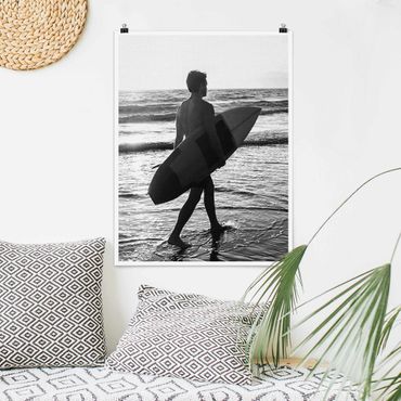 Poster reproduction - Surfer Boy At Sunset