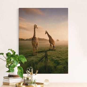 Tableau sur toile naturel - Surreal Giraffes - Format portrait 3:4