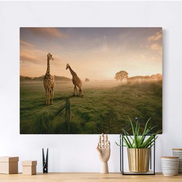 Tableau sur toile naturel - Surreal Giraffes - Format paysage 4:3