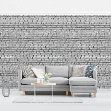 Papier peint - Brick Tile Wallpaper Black And White