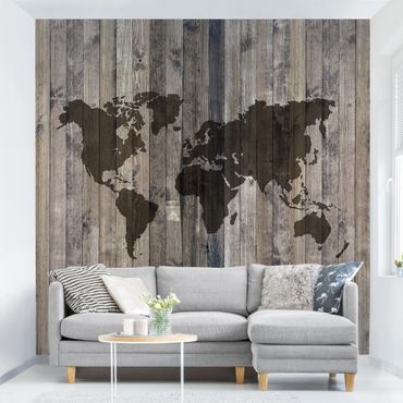 Papier peint - Wood World Map
