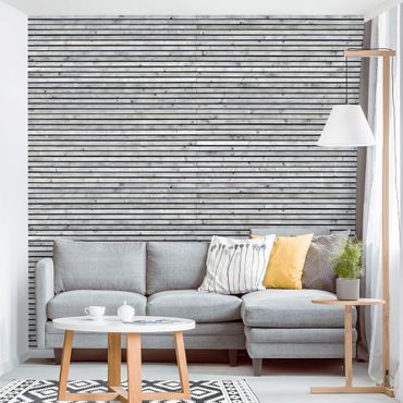Papier peint - Wooden Wall With Narrow Strips Black And White
