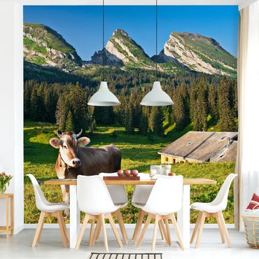 Papier peint - Swiss Alpine Meadow With Cow