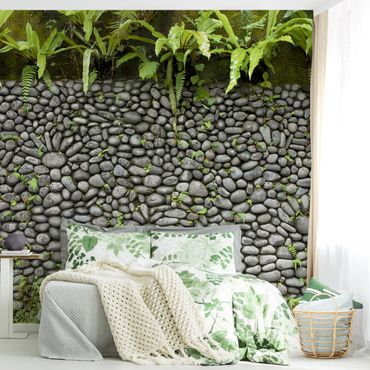 Papier peint - Stone Wall With Plants