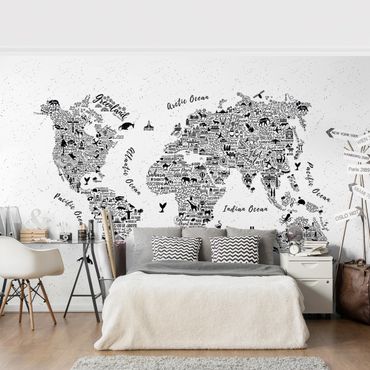 Papier peint - Typography World Map White