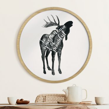Tableau rond encadré - Animals With Wisdom - Elk