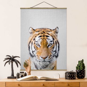 Tableau en tissu avec porte-affiche - Tiger Tiago - Format portrait 3:4