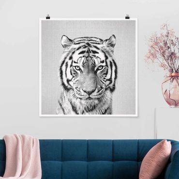 Poster reproduction - Tiger Tiago Black And White