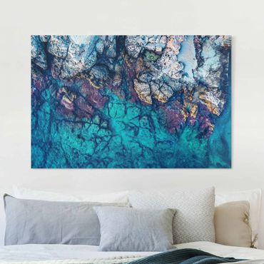 Tableau sur toile - Top View Colourful Rocky Coastline