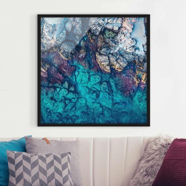 Framed poster - Top View Colourful Rocky Coastline
