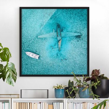 Framed poster - Top View Airplane Wreckage In The Ocean