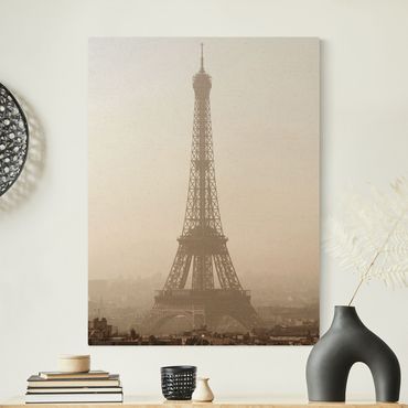 Tableau sur toile naturel - Tour Eiffel - Format portrait 3:4