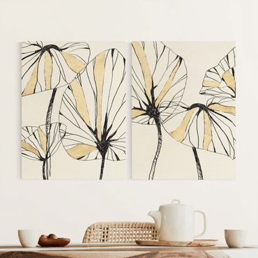 Impression sur toile - Tropical Leaves With Gold