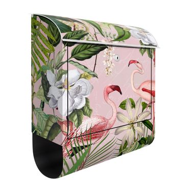 Letterbox - Tropical Flamingos With Plants In Pink