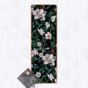 Tapis de yoga - Tropical Night With White Flowers