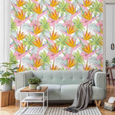 Papier peint - Tropical Plants WIth Palm Tree