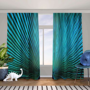 rideau - Tropical Plants Palm Leaf In Turquoise ll