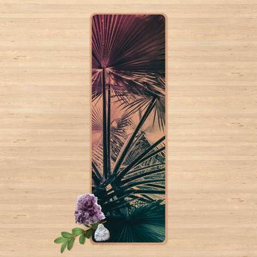 Tapis de yoga - Tropical Plants Palm Leaf In Turquoise lll