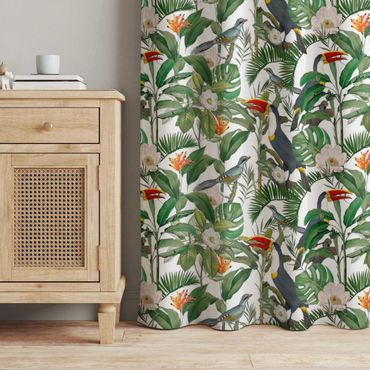 rideau - Tropical Toucan With Monstera And Palm Leaves