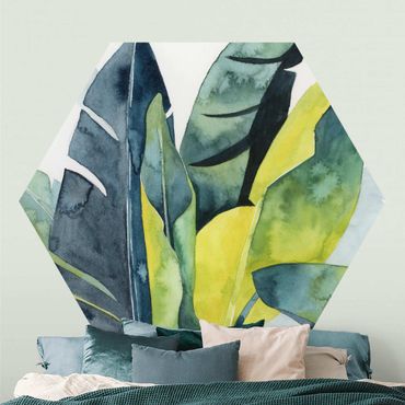 Papier peint hexagonal autocollant avec dessins - Tropical Foliage - Banana