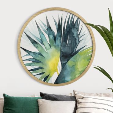 Tableau rond encadré - Tropical Foliage - Fan Palm