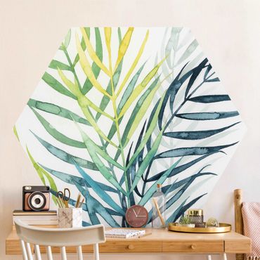 Papier peint hexagonal autocollant avec dessins - Tropical Foliage - Palm Tree
