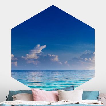 Papier peint hexagonal autocollant avec dessins - Turquoise Lagoon