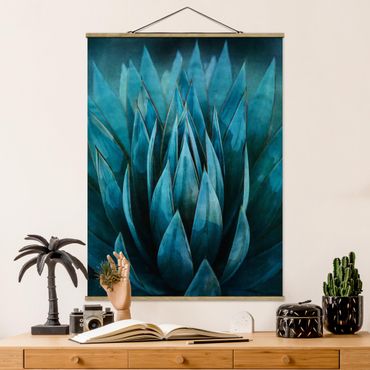 Tableau en tissu avec porte-affiche - Turquoise Succulents - Format portrait 3:4