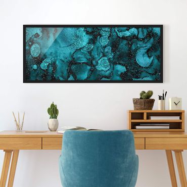 Poster encadré - Turquoise Drop With Glitter