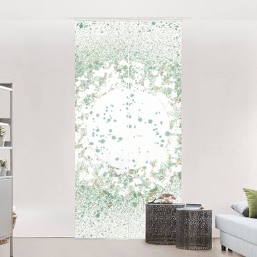 Sliding curtain set - Watercolour Monstera Leaves In Green - Panel