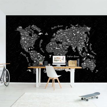 Papier peint - Typography World Map Black