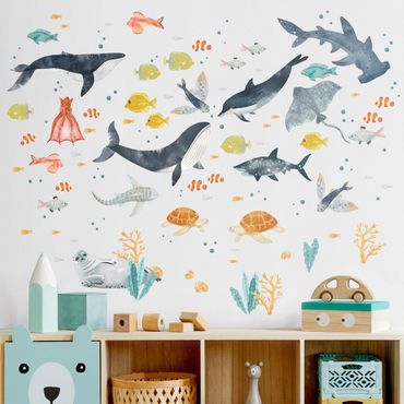 Sticker mural - Underwater world with fishes