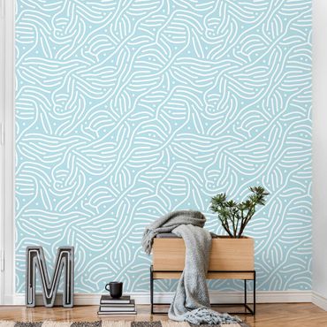 Papier peint - Playful Pattern With Lines And Dots In Light Blue