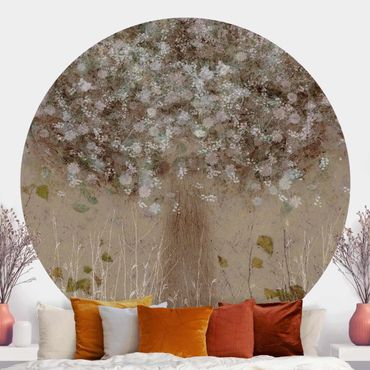 Papier peint rond autocollant - Dreaming Tree In A Meadow