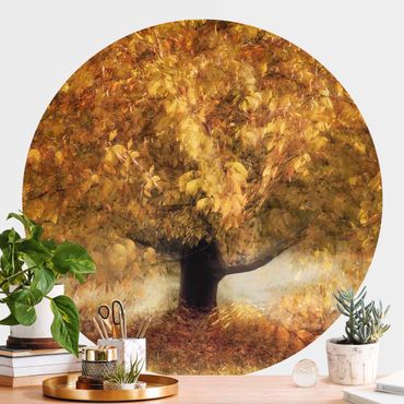 Papier peint rond autocollant - Dreaming Tree In Autumn