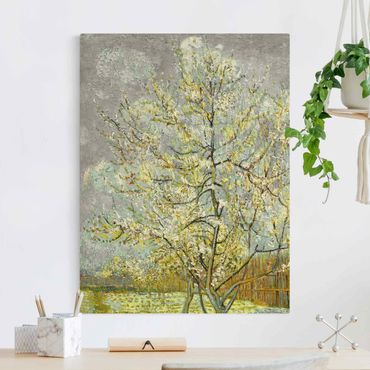 Tableau sur toile naturel - Vincent van Gogh - Flowering Peach Trees In The Garden - Format portrait 3:4