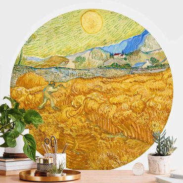 Papier peint rond autocollant - Vincent Van Gogh - The Harvest, The Grain Field