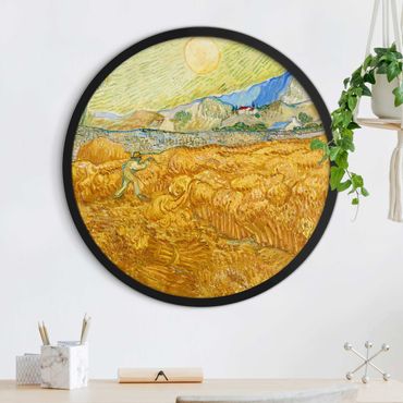 Tableau rond encadré - Vincent Van Gogh - Wheatfield With Reaper