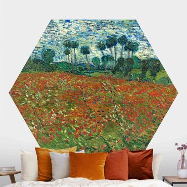 Papier peint hexagonal autocollant avec dessins - Vincent Van Gogh - Poppy Field