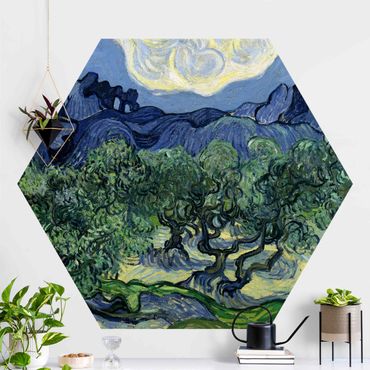 Papier peint hexagonal autocollant avec dessins - Vincent Van Gogh - Olive Trees