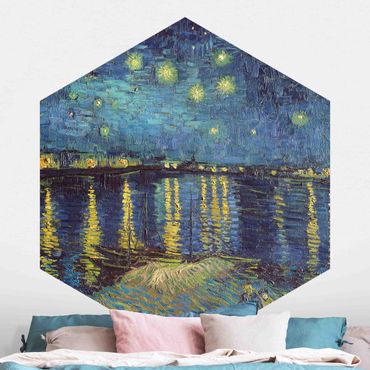 Papier peint hexagonal autocollant avec dessins - Vincent Van Gogh - Starry Night Over The Rhone