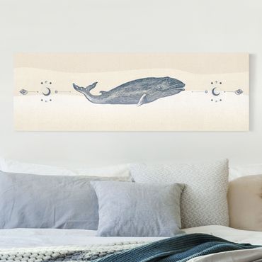 Tableau sur toile naturel - Vintage Humpback Whale - Panorama 3:1