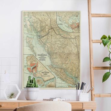 Tableau sur toile - Vintage Map British Columbia