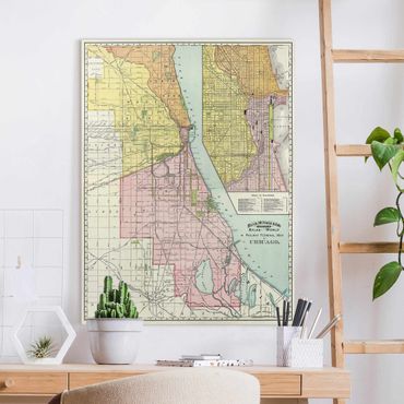 Tableau sur toile - Vintage Map Chicago