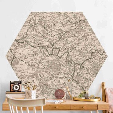 Papier peint hexagonal autocollant avec dessins - Vintage Map France